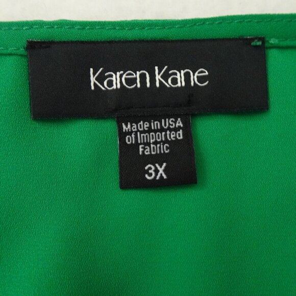 Karen Kane Faux Wrap Top Women's Plus Size 3X Green Flutter Sleeve Surplice - Picture 6 of 10